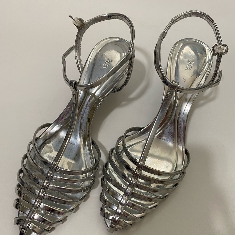Silver Strappy Women's Shoes